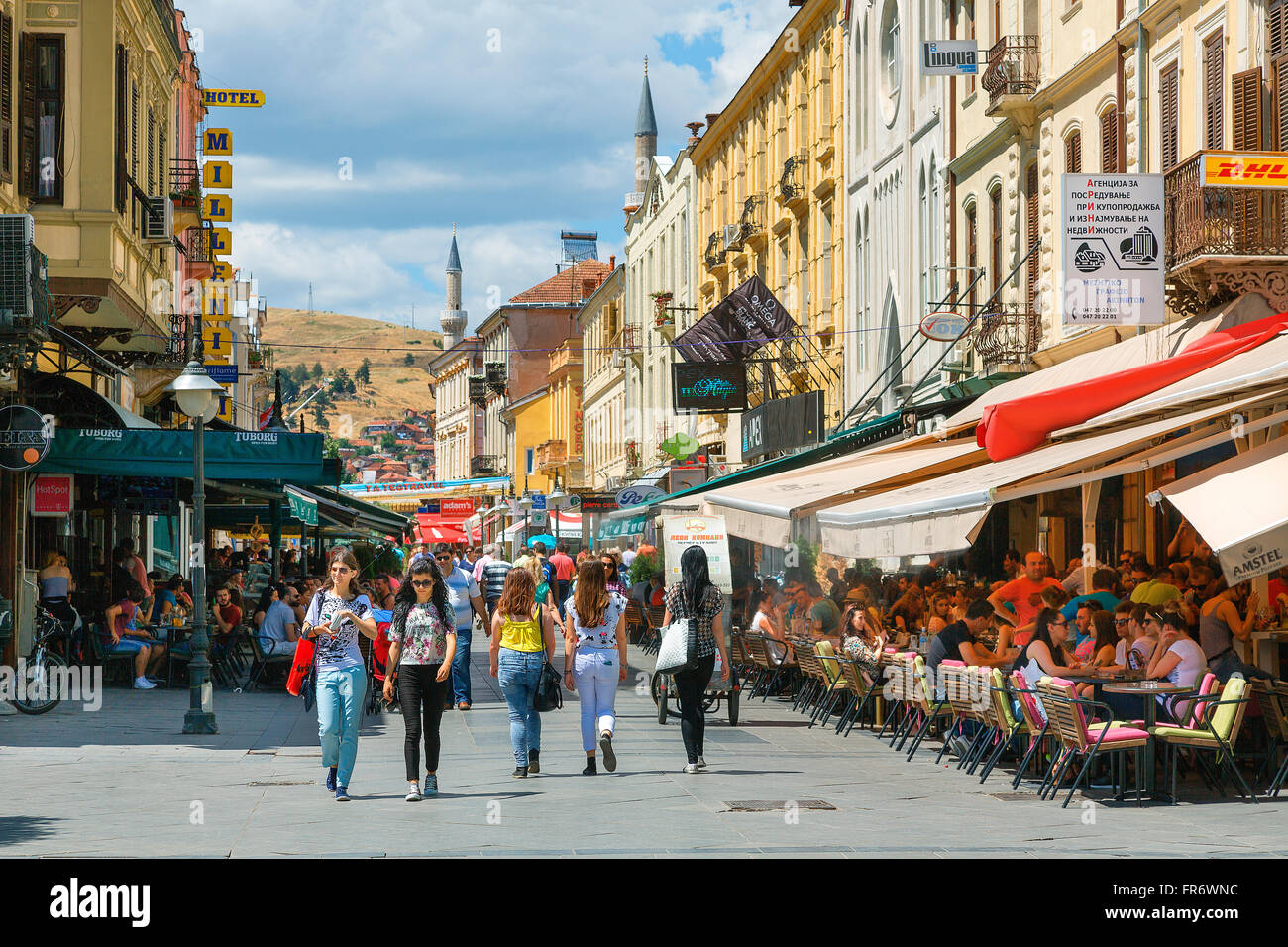 Republik Mazedonien, Bitola, Chirok Sokak Fußgängerzone im Zentrum Stadt Stockfoto