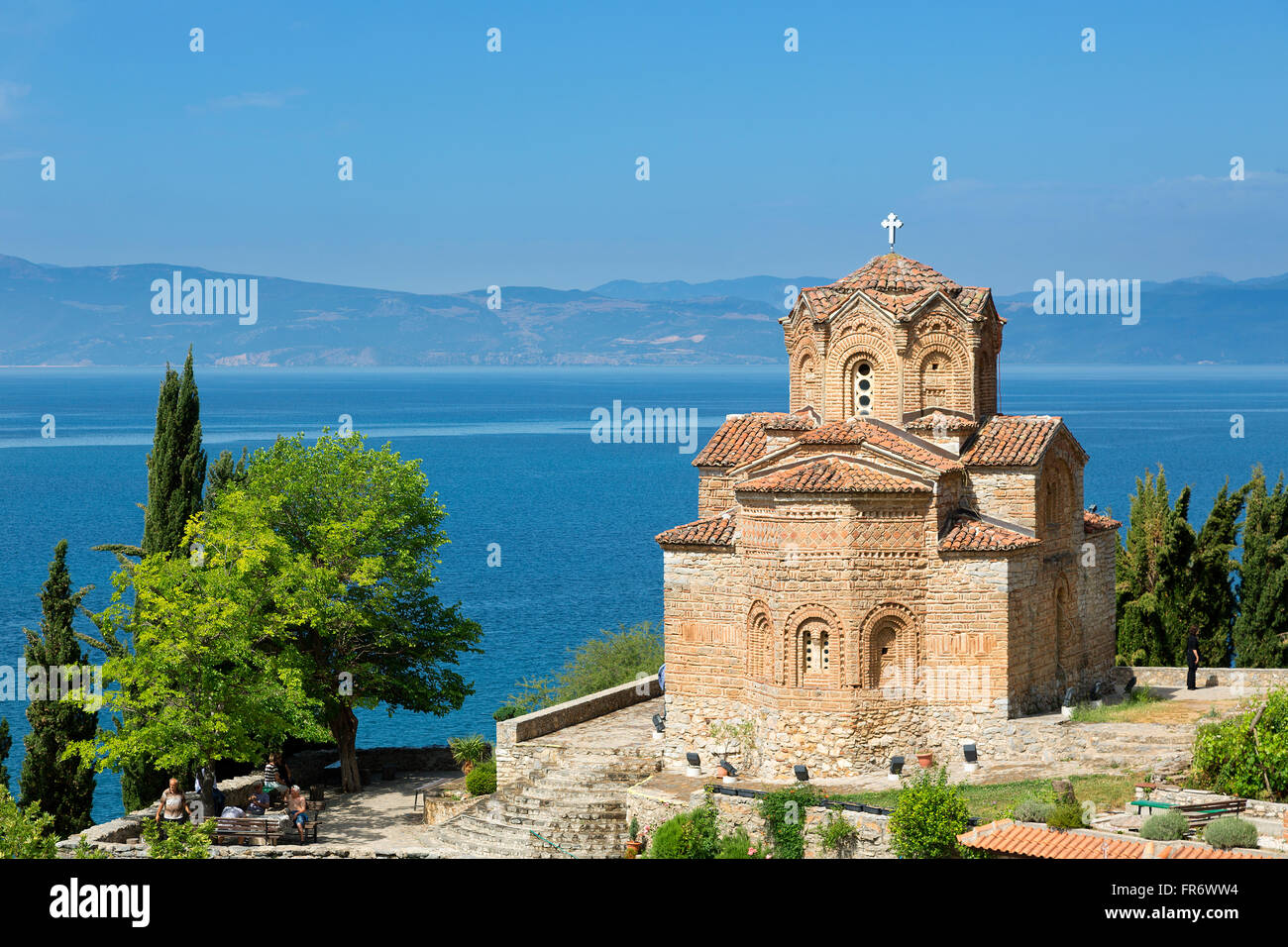 Republik Mazedonien, Ohrid-See, der Kirche des Hl. Johannes von Kaneo byzantinischen Stil des XIII Jahrhunderts Stockfoto