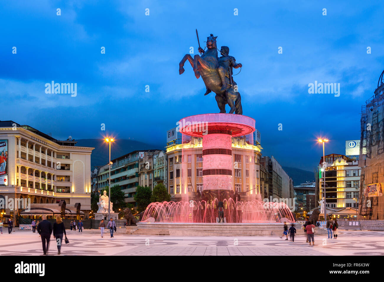 Republik Mazedonien, Skopje, Innenstadt, Mazedonien Square, die Statue von Alexander dem großen Stockfoto