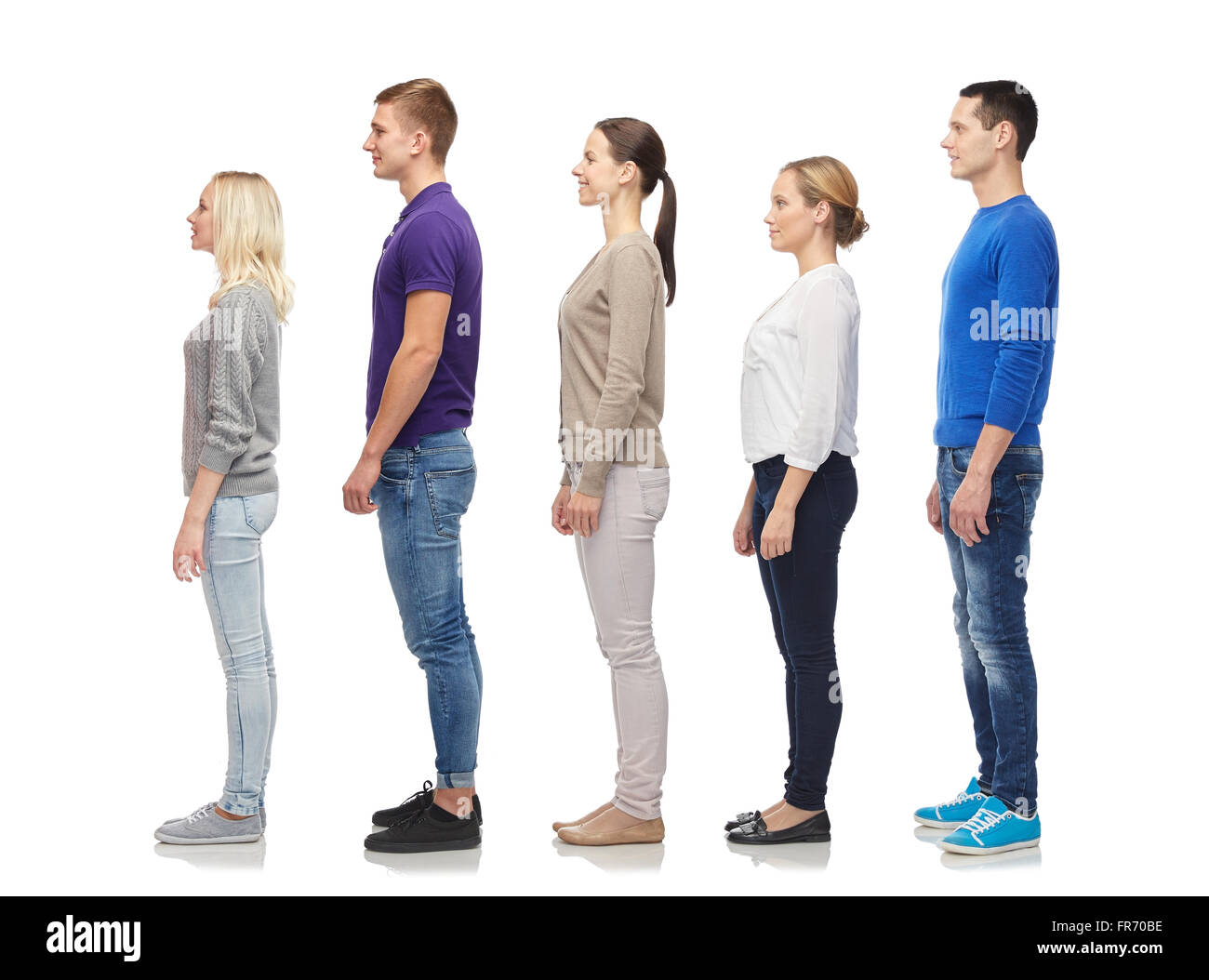 Gruppe von Menschen von Seite Stockfoto