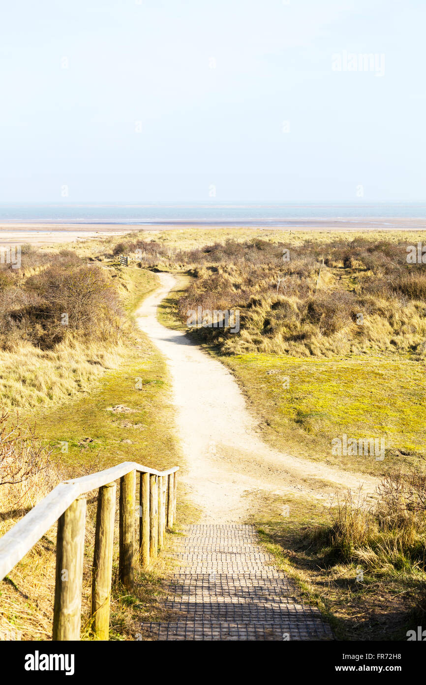 Gibraltar Point NNR National Nature Reserve Küstenpfad Küste Küste Meer Sumpf Sumpf Skegness Lincolnshire UK England Stockfoto