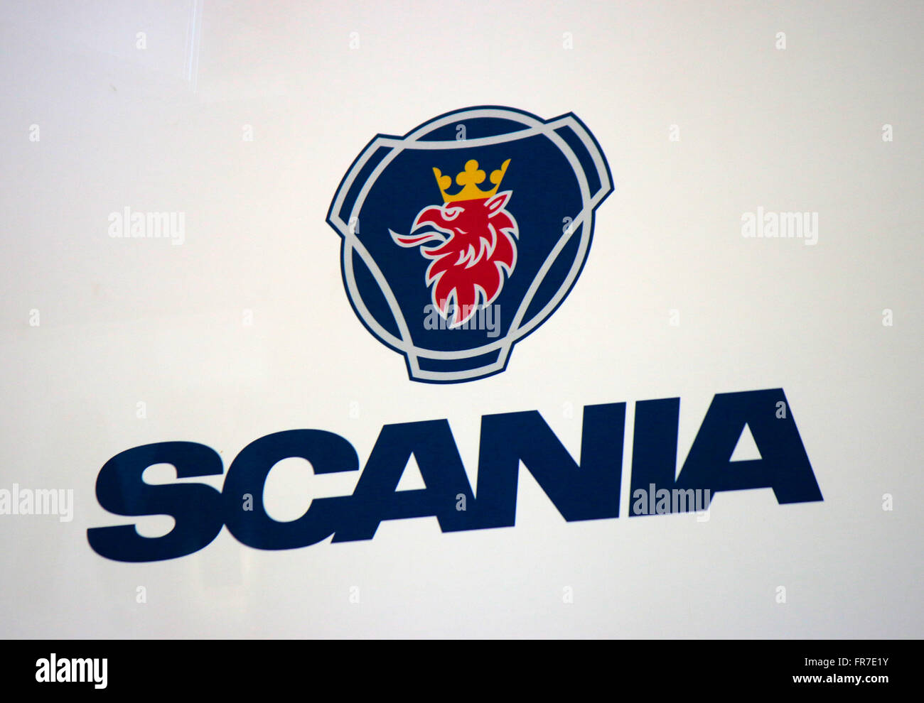 Das Logo der Marke "Scania", Berlin. Stockfoto