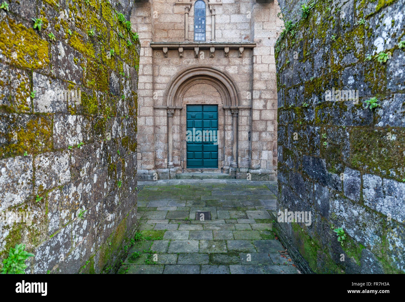 Colegiata Santa María eine echte Do Sar. Romanik Jahrhundert XII. Santiago De Compostela. Stockfoto