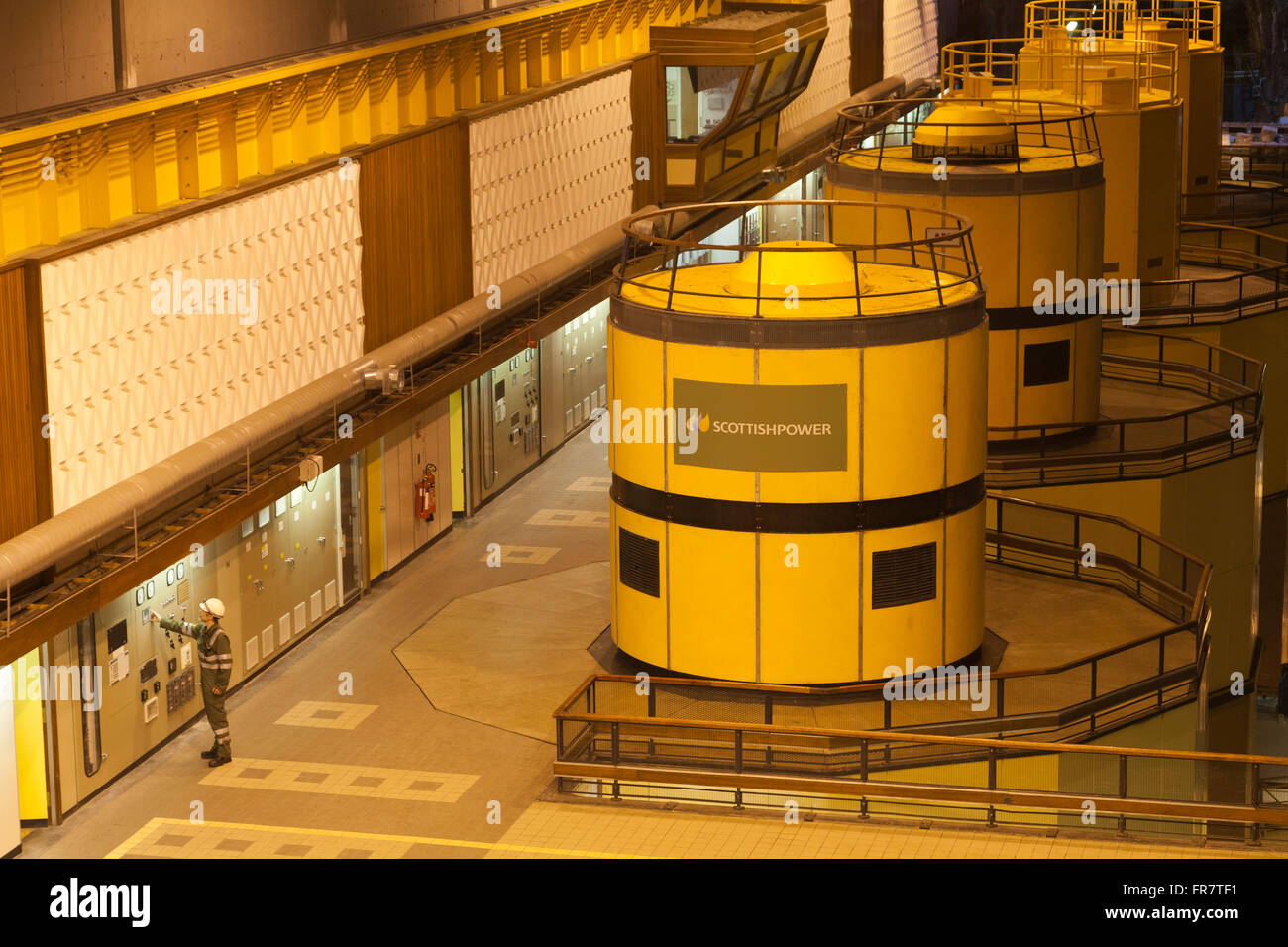 Cruachan Kraftwerk, Lochawe, Schottland der Turbinenhalle im Inneren des Berges. Stockfoto