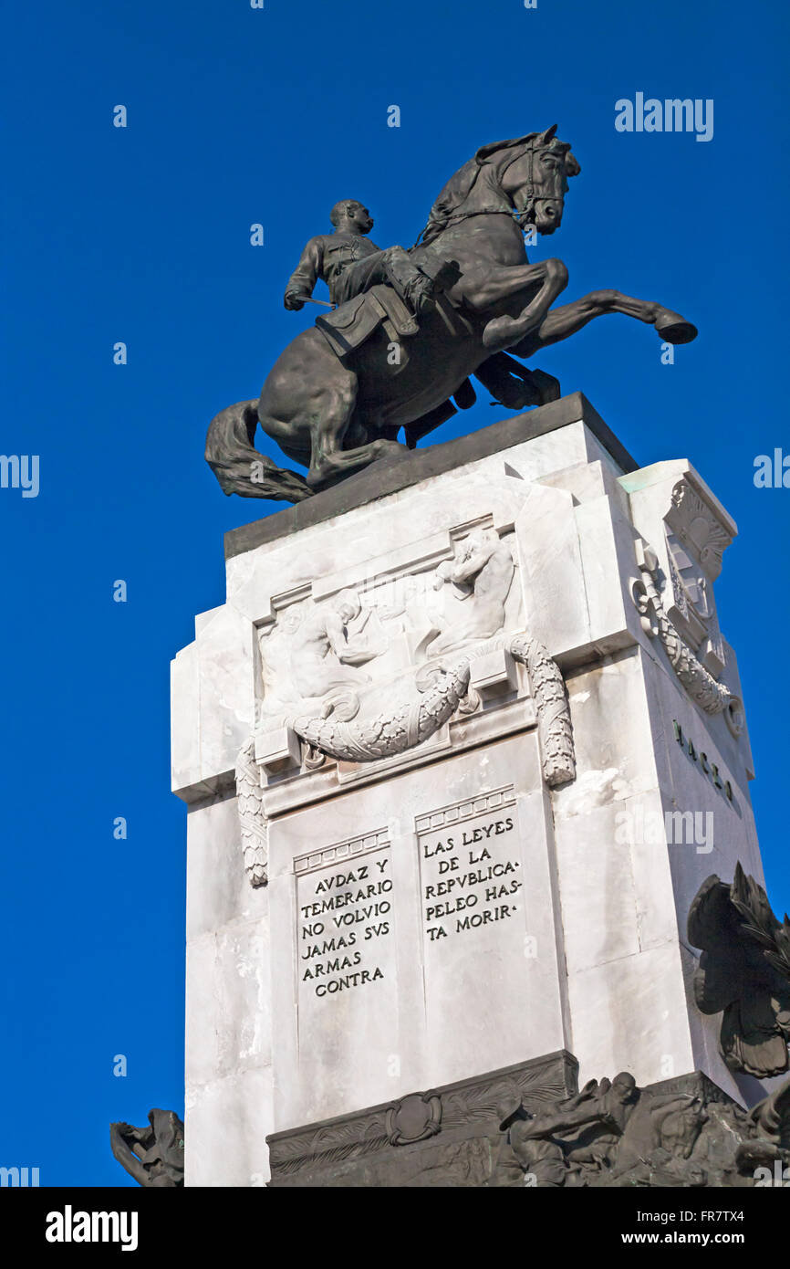 Denkmal Statue zu General Antonio Maceo Grajales bei El Malecon, Havanna, Kuba, Karibik, Karibik, Zentral- und Lateinamerika Stockfoto