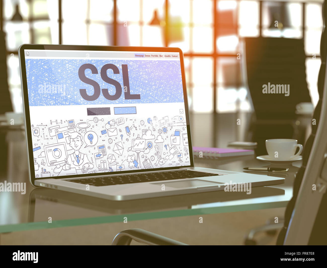 SSL-Konzept auf Laptop-Bildschirm. Stockfoto