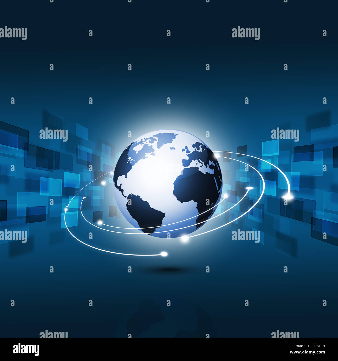 abstrakte Web Technologie Verbindungen Konzept blauen Hintergrund Stockfoto