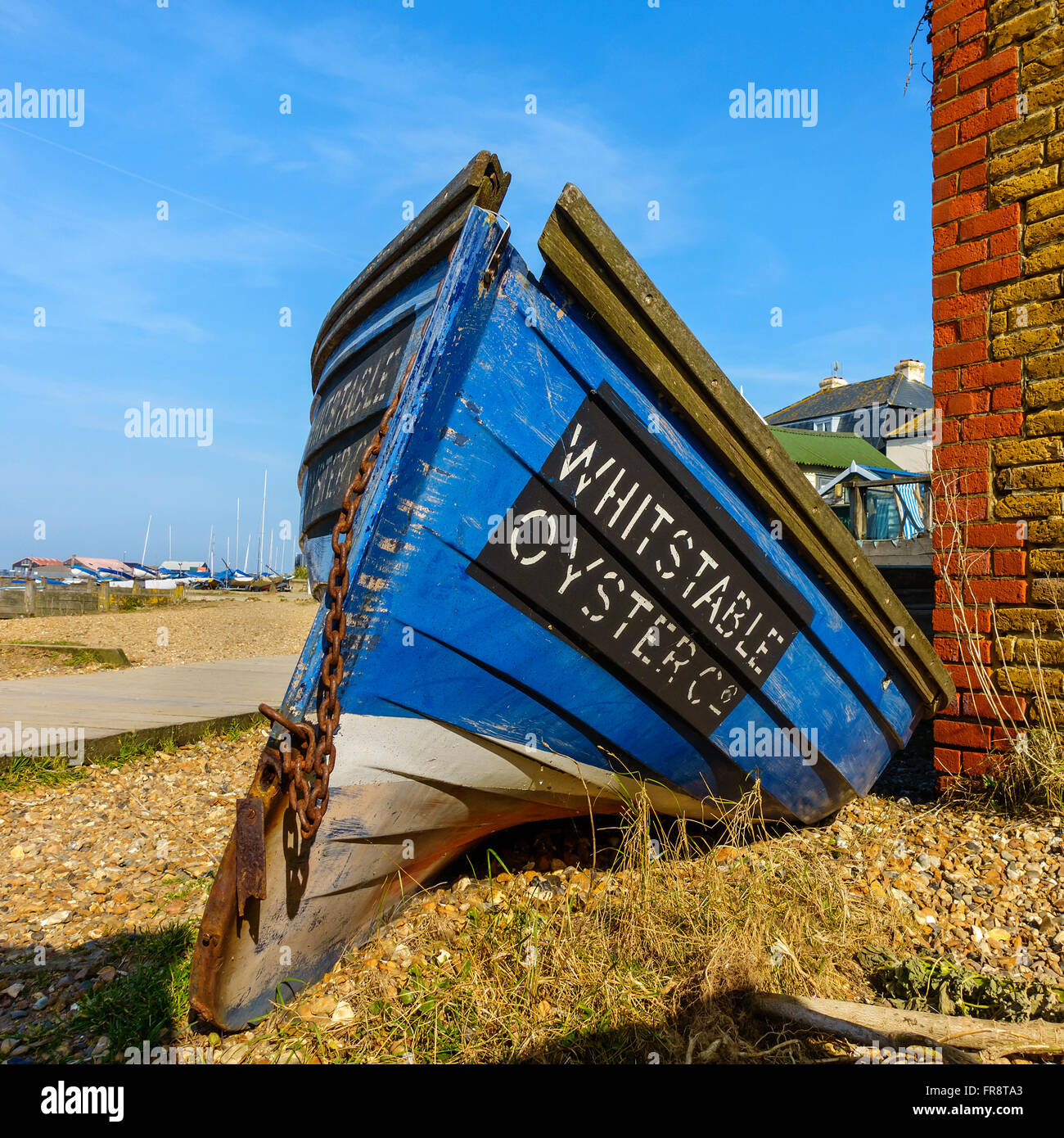 Whitstable Oyster Company Boot Whitstable Strand Kent England Stockfoto