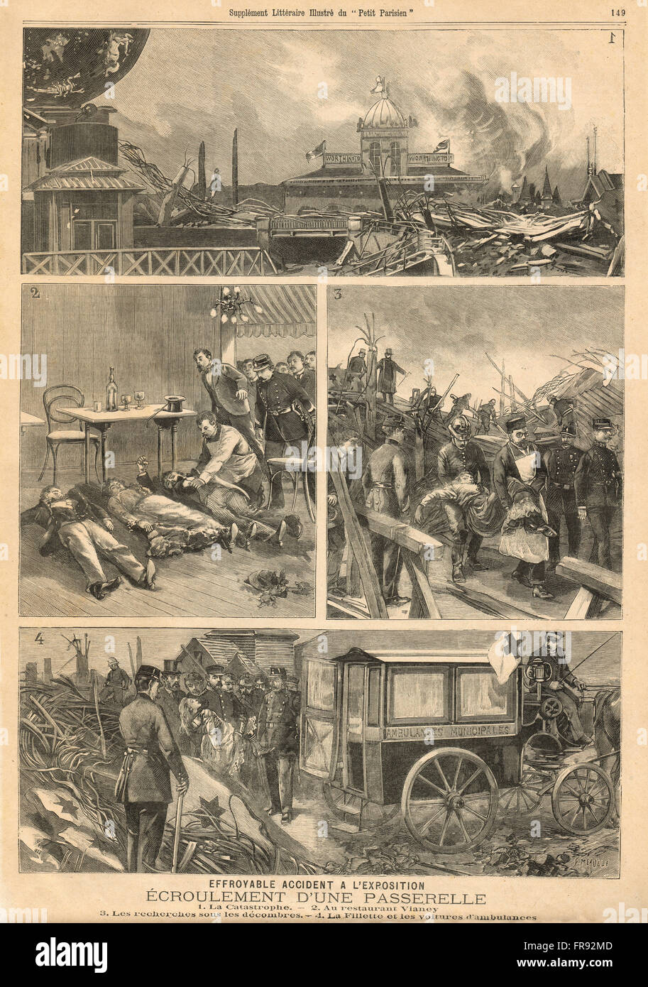 Brückeneinsturz Ausstellung Paris 1900 Stockfoto