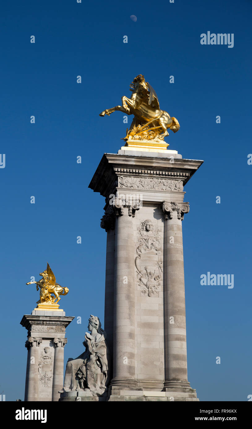 Brücke Alexandre III in Paris Frankreich im Winter Stockfoto