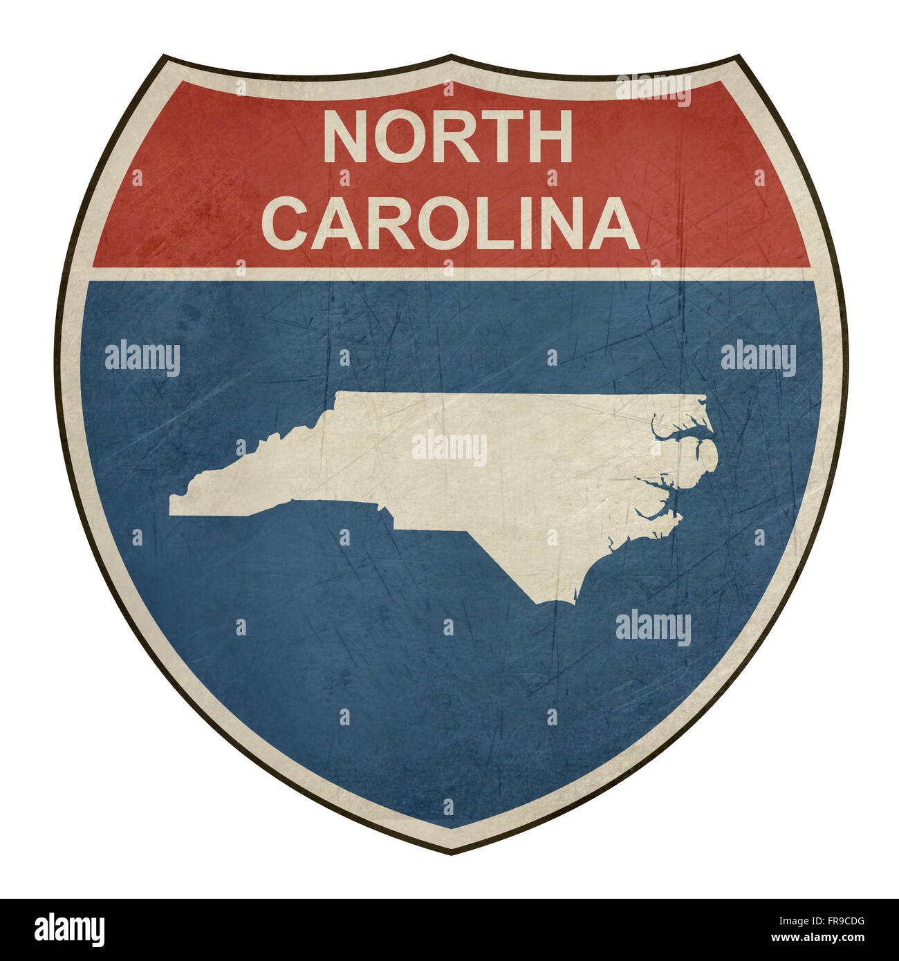 North Carolina interstate-Highway Straße Schild isoliert auf einem weißen Hintergrund. Stockfoto