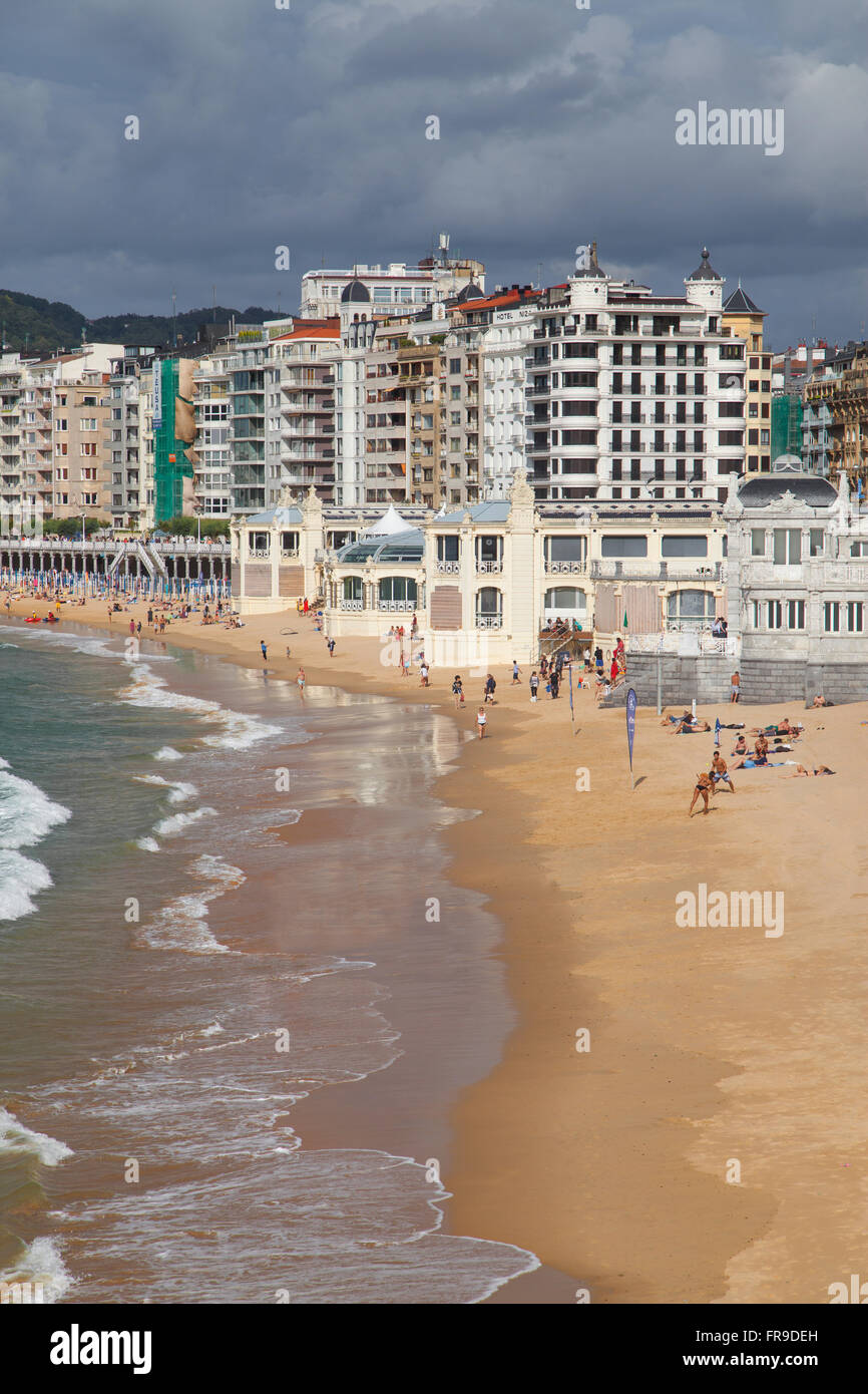 Strand La Concha in San Sebastian, Spanien. Stockfoto