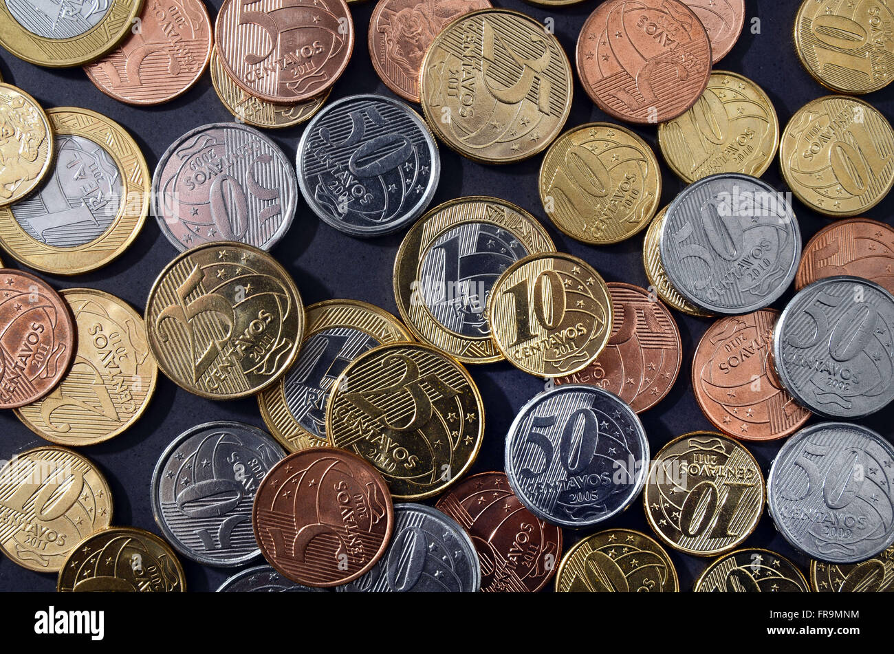 Echte Münzen im Umlauf im Land Stockfoto