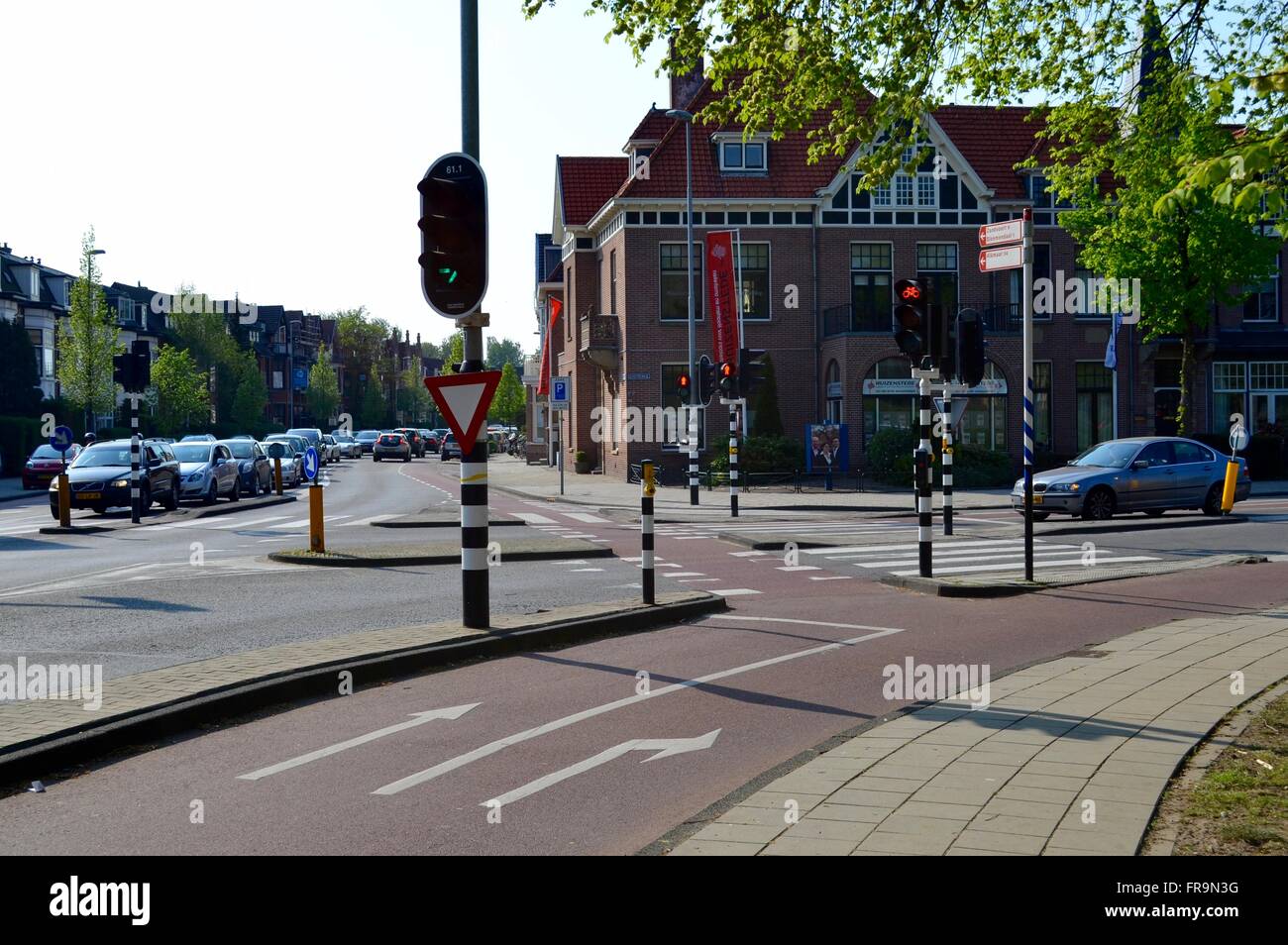 Fahrradwege in Haarlem Stockfoto