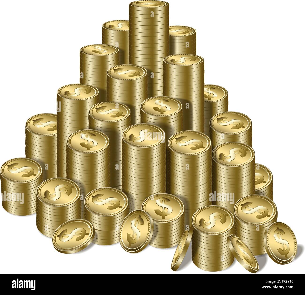 Haufen Von Goldmunzen Mit Dollar Zeichen Stock Vektorgrafik Alamy