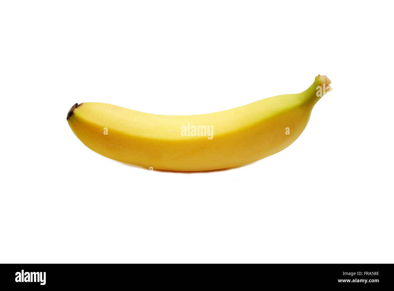 Eine gelbe Banane Isolated Over White Background Stockfoto