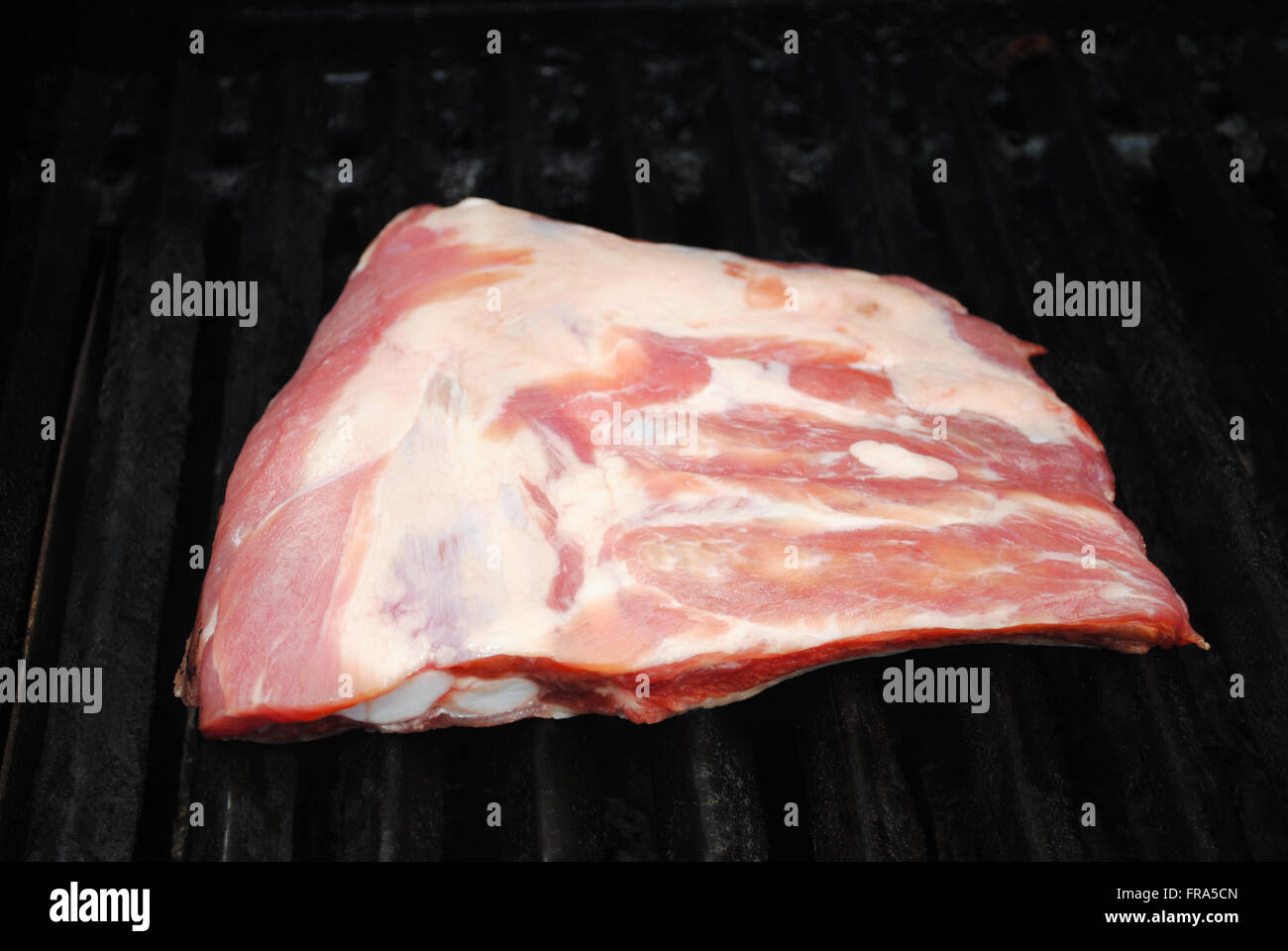 Rohe Baby Back Ribs auf einem Sommer-Grill Stockfoto