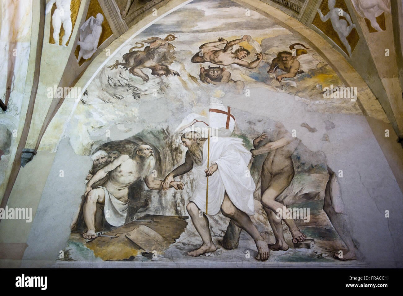 Innenansicht der Kirche Santa Maria della Neve mit Fresken von Romanini Stockfoto