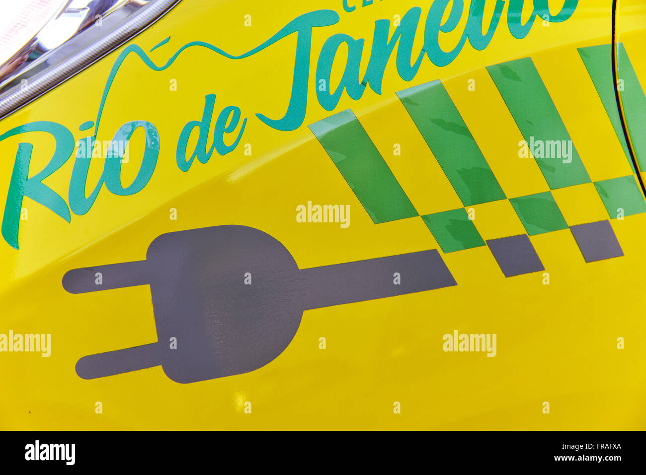 Detail des Designs auf der Seite Karosserie Taxi powered elektrischen Energie Stockfoto