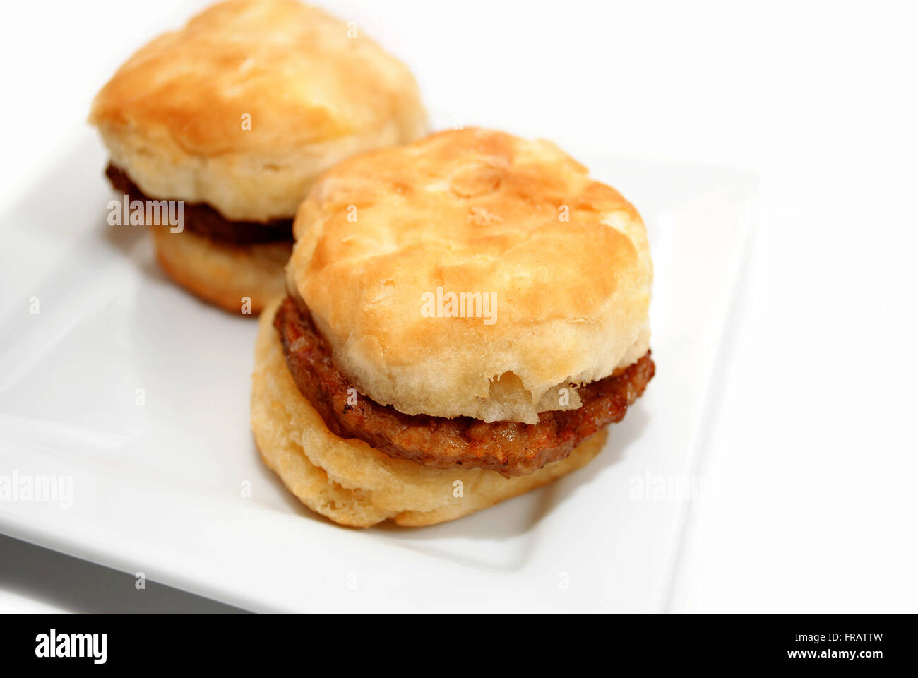 Eine ungesunde Frühstück Wurstbrote Stockfoto