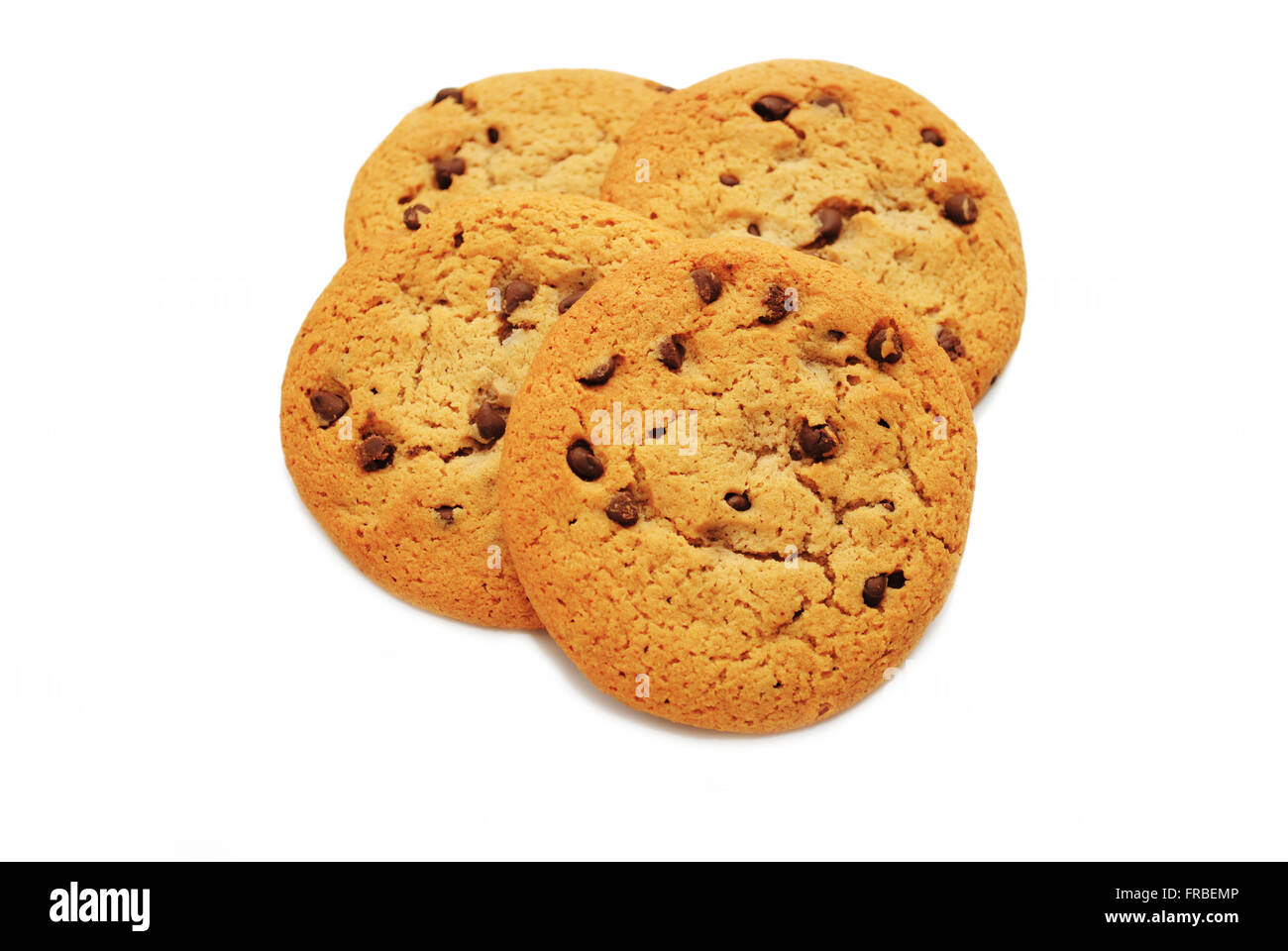 Vier Schokoladenkekse Over White Stockfoto