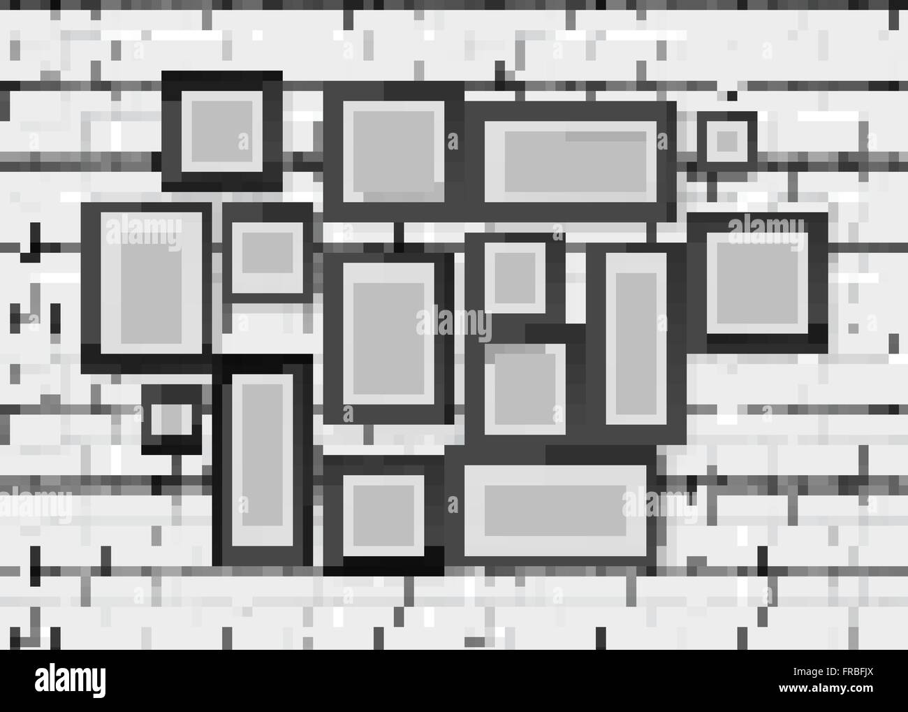 Nahtlose Hintergrund Vektorbild von Holz Bilderrahmen auf der weißen Mauer Stock Vektor