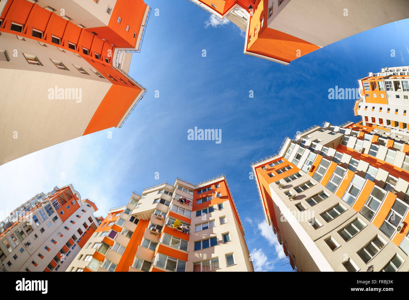 Fisheye Aufnahme von neuen Wohngebäuden Stockfoto