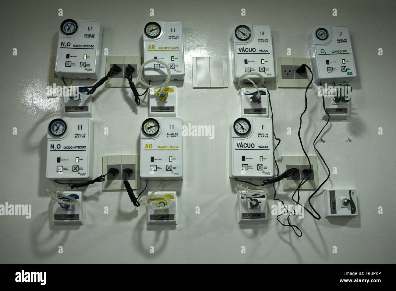 Alarm-Panel - Monitore verrohrt medizinische Gasnetze Stockfoto