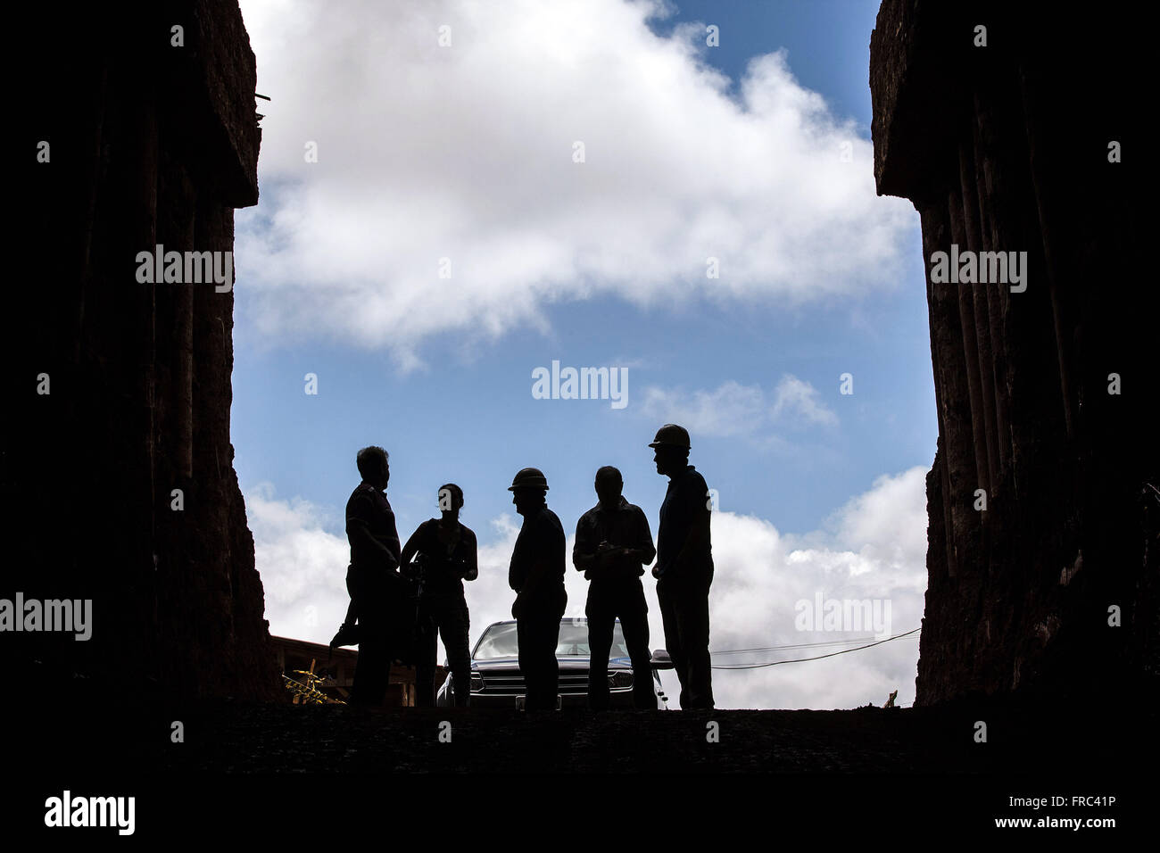Detail des Silos im Bau für die Lagerung von Getreide Stockfoto