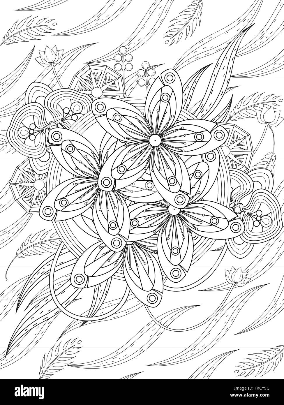 schöne Blumen Malvorlagen in exquisiten Linie Stock Vektor