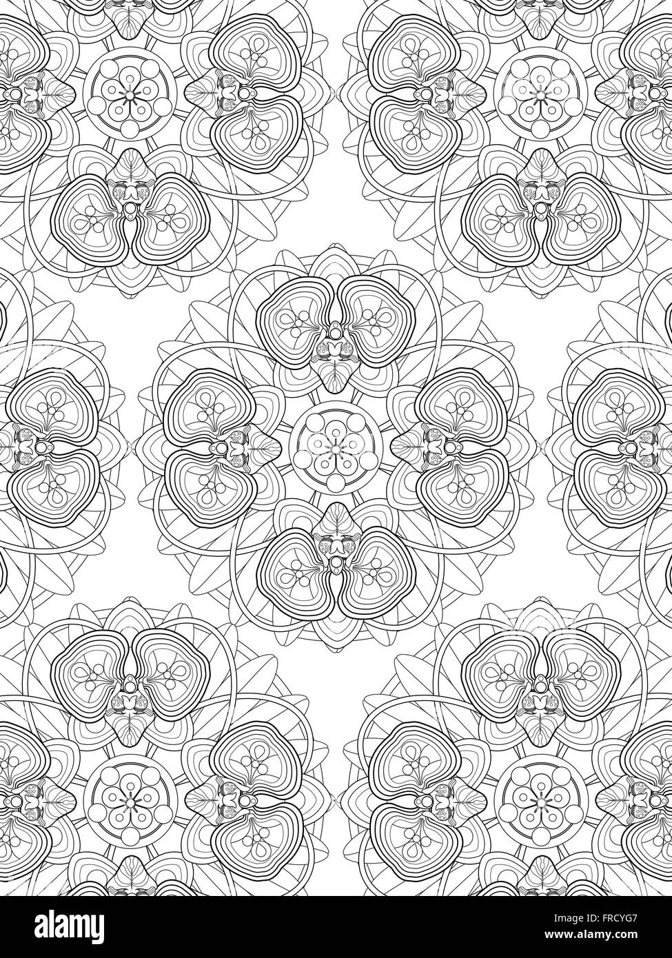 elegante Orchidee Blumen Malvorlagen in exquisiten Linie Stock Vektor