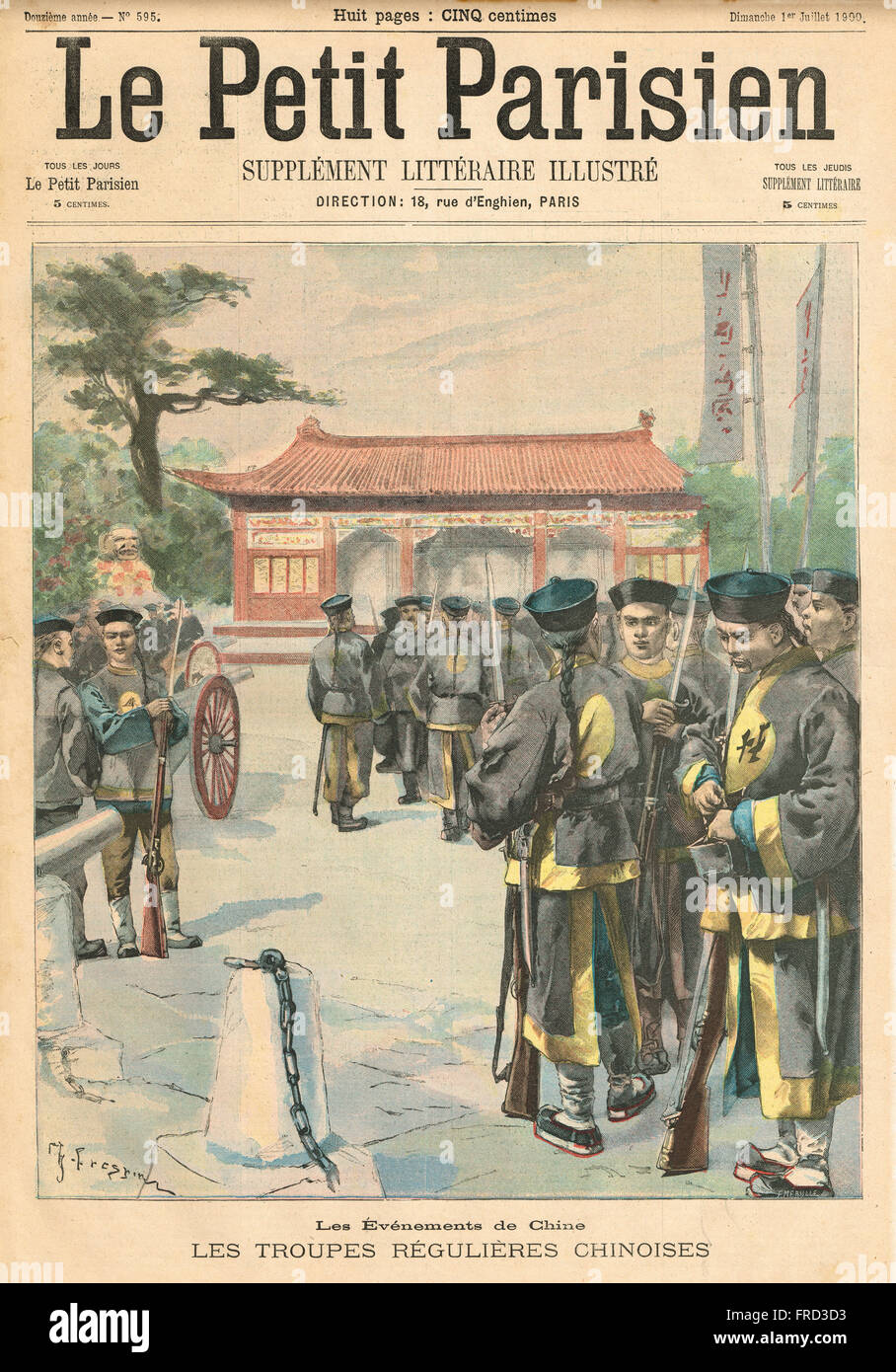 Ereignisse in China die reguläre Armee 1900. Französische illustrierte Zeitung Le Petit Parisien Illustration Stockfoto