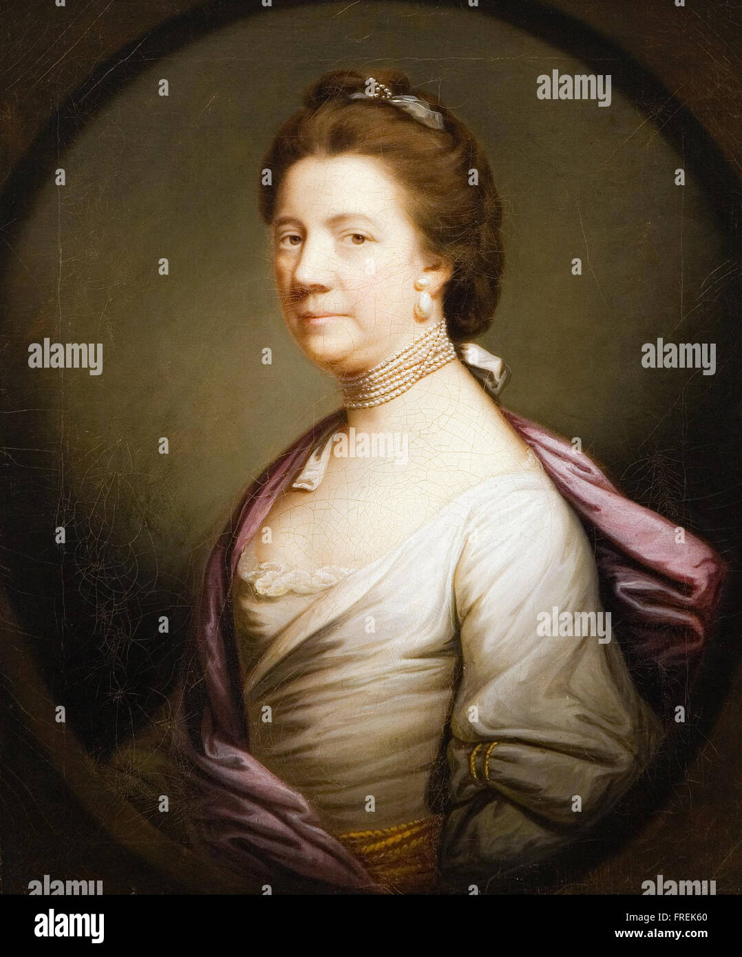 Sir Joshua Reynolds - Porträt einer Dame in weiß Stockfoto
