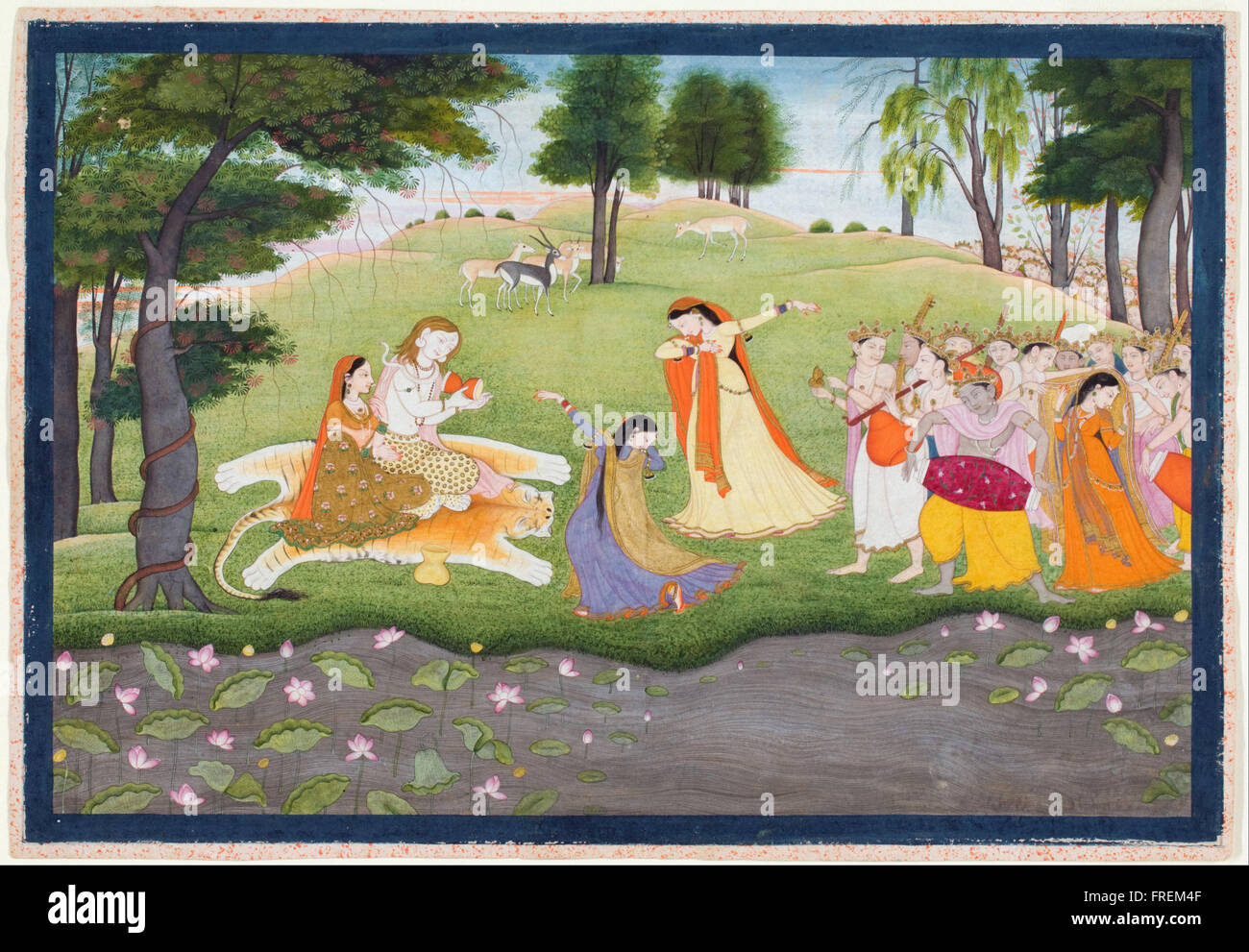 Khushala, Indisch, aktive Ende des 18. Jahrhunderts - The Gods Sing und Tanz für Shiva zugeschrieben Stockfoto
