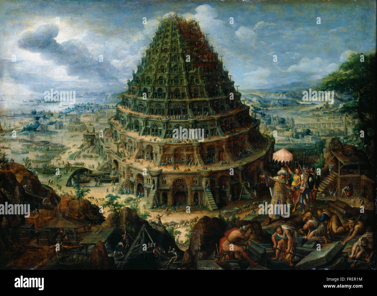 Marten van Valckenborch der ältere - der Turm von Babel Stockfoto