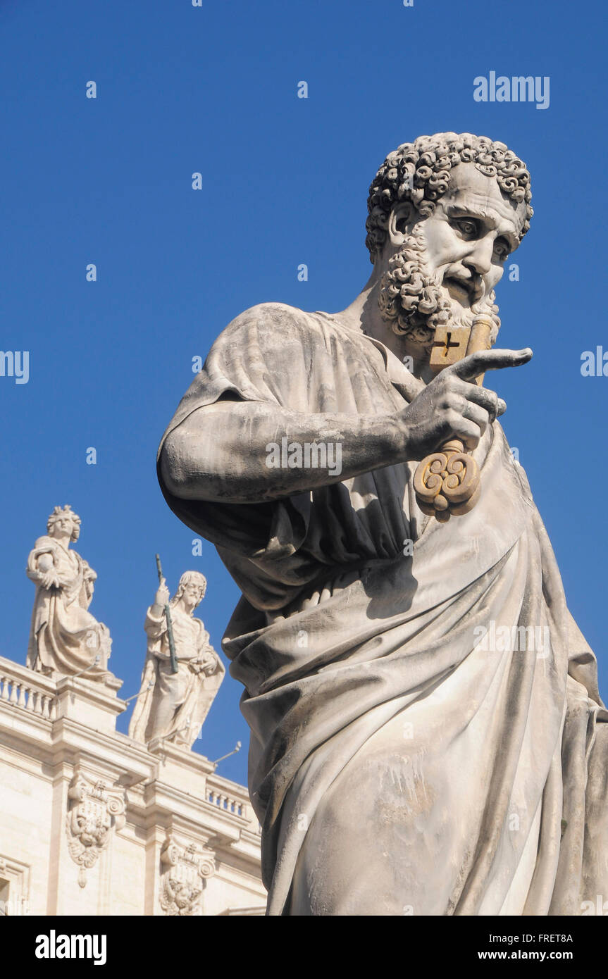 Italien, Latium, Rom, Vatikan, St Peter es Square, Statue von St. Peter Stockfoto