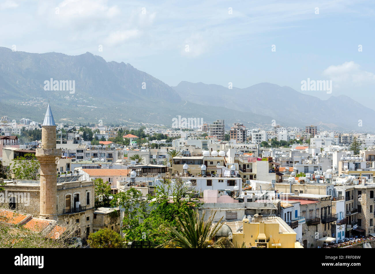 Blick vom alten Hafen der Stadt Kyrenia im Norden Zyperns. Stockfoto