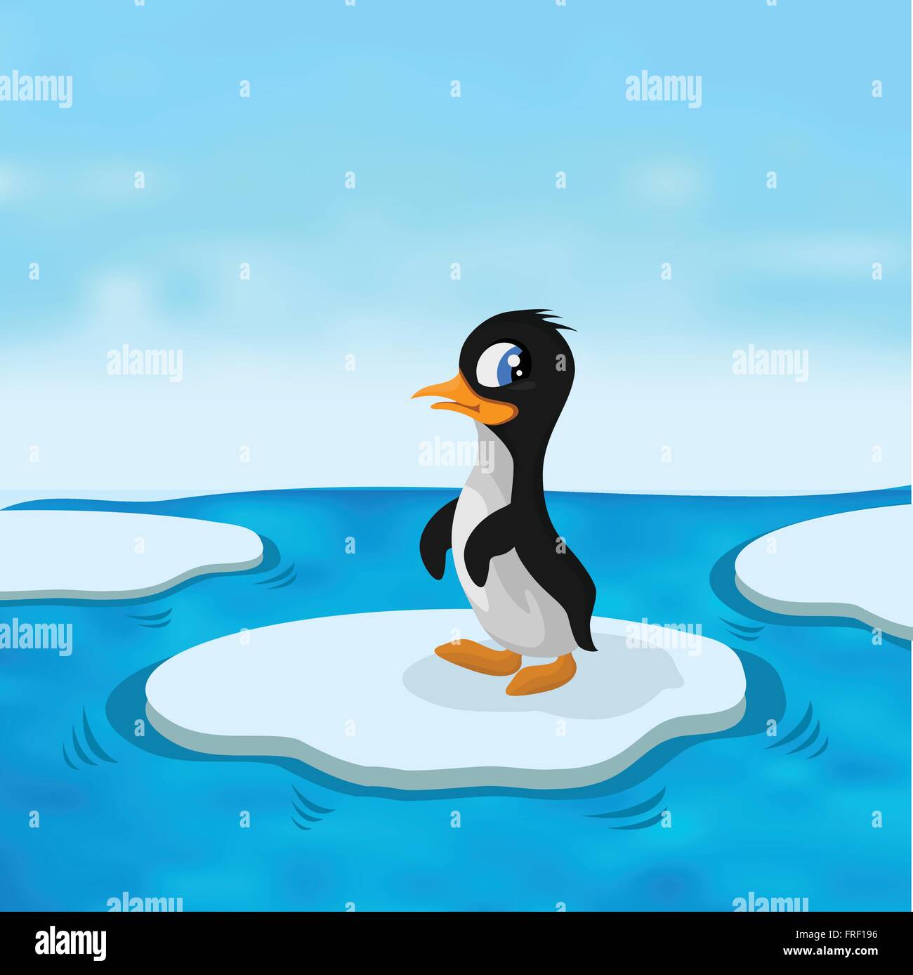Pinguin Schwimmt Auf Eis Abbildung Stock Vektorgrafik Alamy