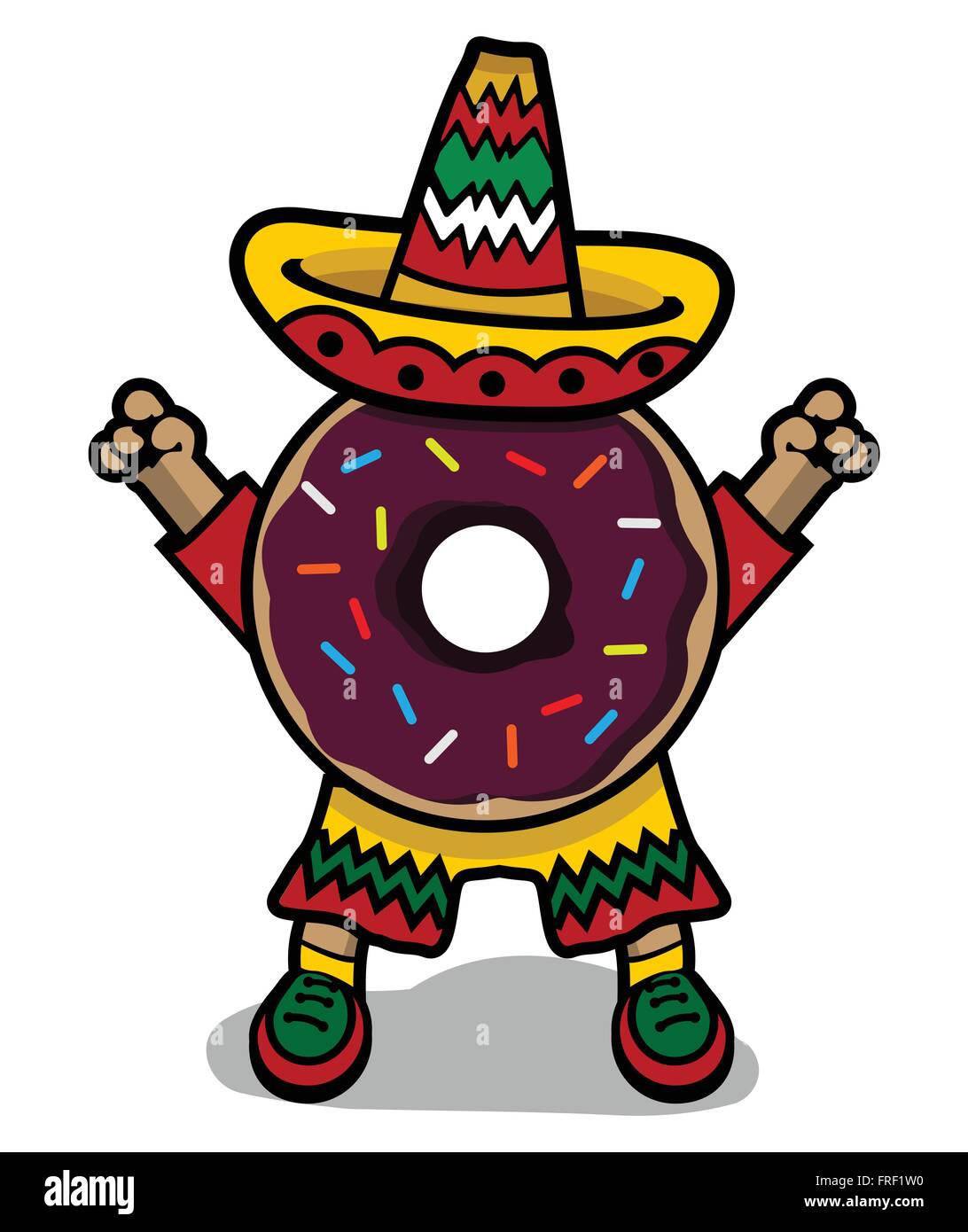 Cartoon mexikanischen Donut mit Sombrero Stock Vektor