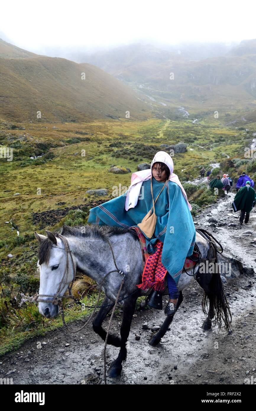Weg zur Laguna Negra - "Las Huaringas" in HUANCABAMBA. Abteilung von Piura. Peru Stockfoto