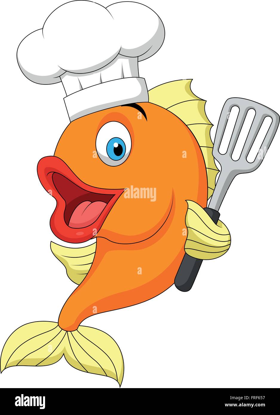 Fisch Koch Cartoon Stock-Vektorgrafik - Alamy