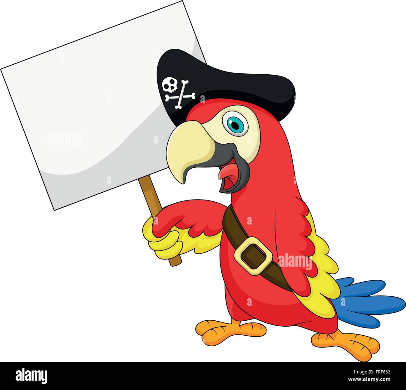 Piraten Papagei cartoon mit leeren Zeichen Stock-Vektorgrafik - Alamy