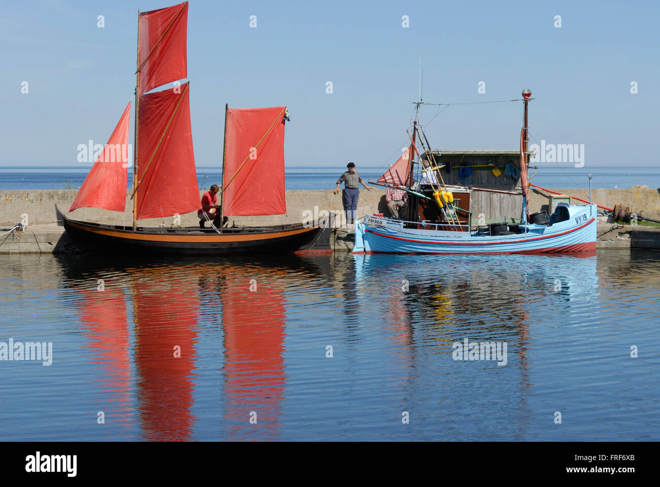 Gotland, Wikinger-Insel. -05/08/2007 - Europa - zwei schöne und traditionelle schwedische Boote.   -Laurent Paillier / Le Picto Stockfoto