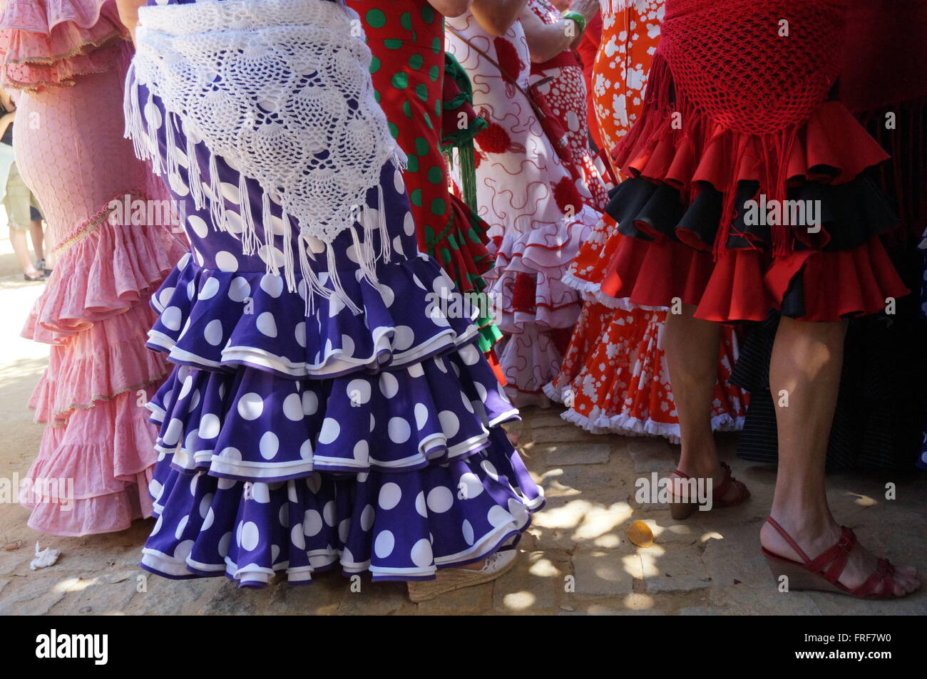 Andalusischen Frauen während der Feria in Jerez - 05.08.2013 - Spanien / Andalusien / Jerez De La Frontera - Frauen in der Andalusien Stockfoto