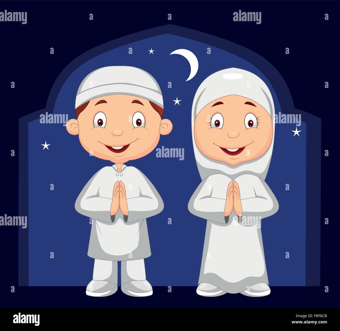 Muslimische kinder cartoon Stock Vektor