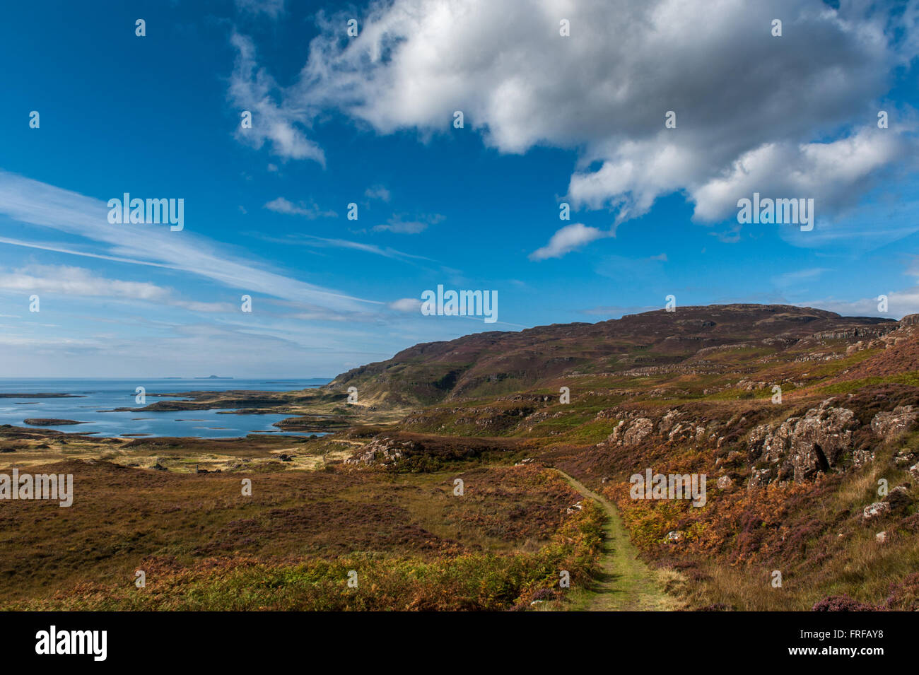 Verfolgen Sie bis Ormaig auf der Insel Ulva Schottlands Stockfoto
