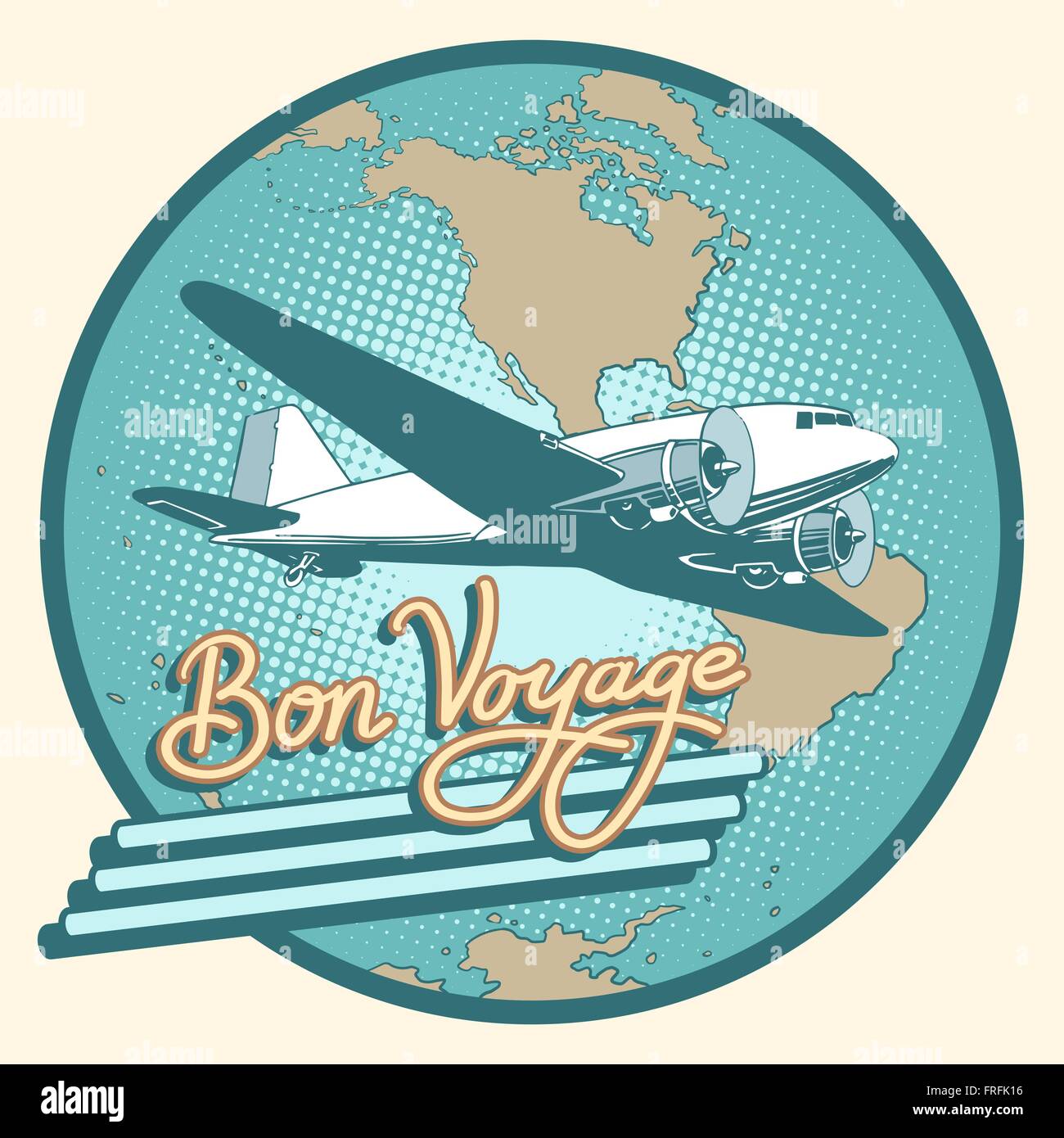 Bon voyage Retro-Flugzeugposter abstrakt Stock Vektor