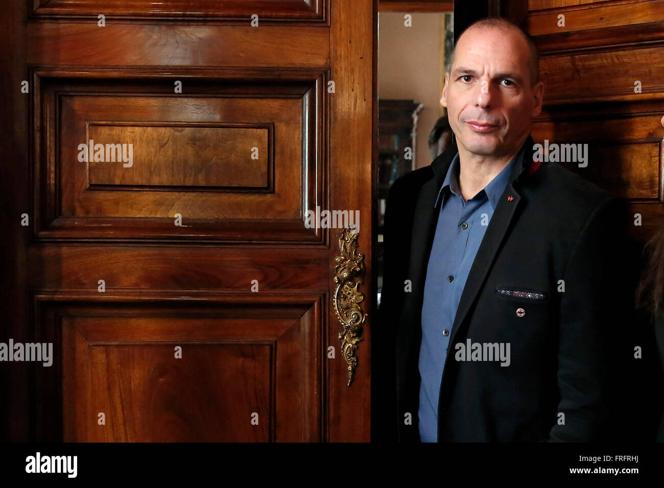 Rom, Italien. 22. März 2016. Besso Stiftung. Pressekonferenz des ehemaligen Minister der Wirtschaft Griechenlands, seine politische Bewegung DIEM25 zu präsentieren. Bildnachweis: Samantha Zucchi/Insidefoto/Alamy Live-Nachrichten Stockfoto