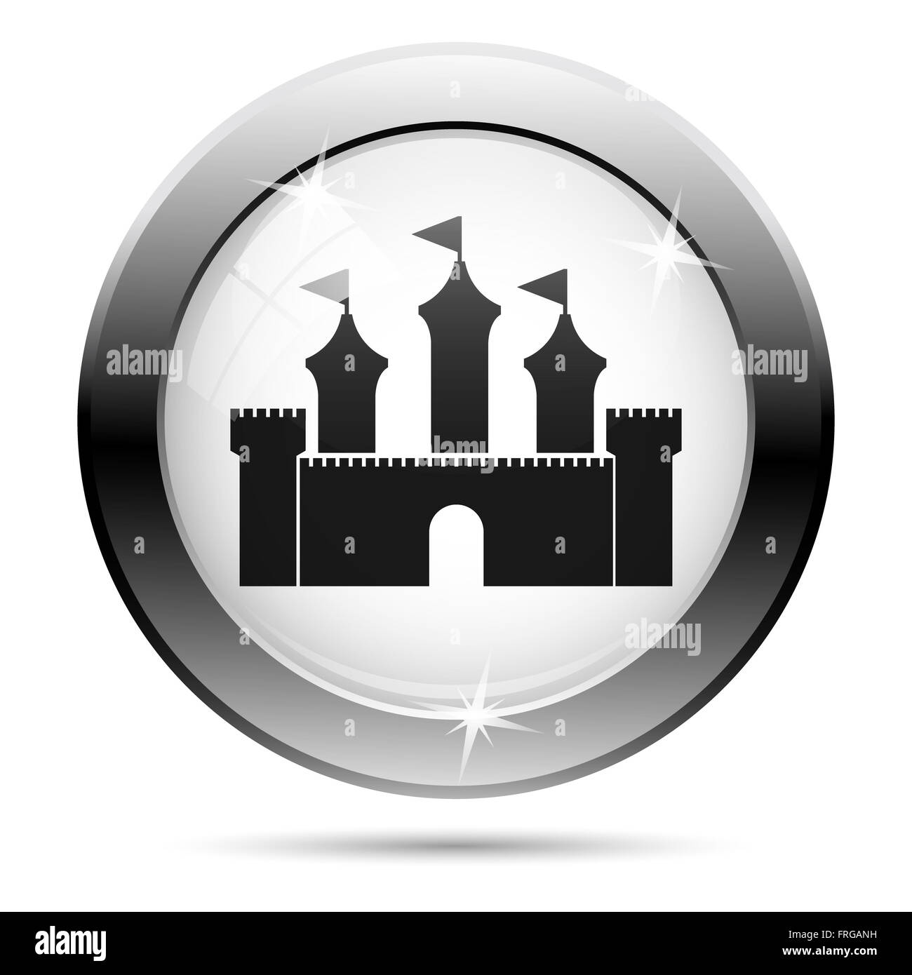 Metallische Symbol mit schwarzen Design auf weißem Glas Hintergrund Stockfoto