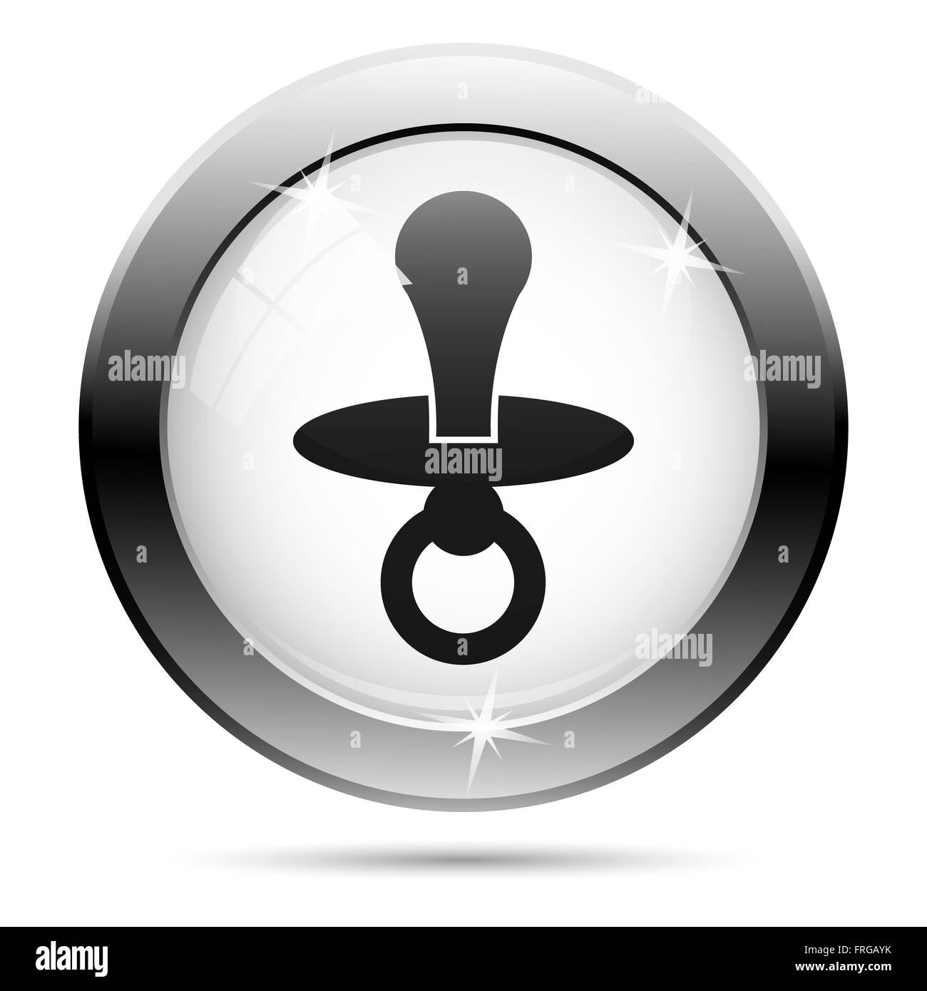 Metallische Symbol mit schwarzen Design auf weißem Glas Hintergrund Stockfoto